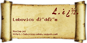 Lebovics Ádám névjegykártya